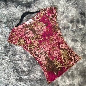 VTG A Byer Floral Ruffle Sleeve Top